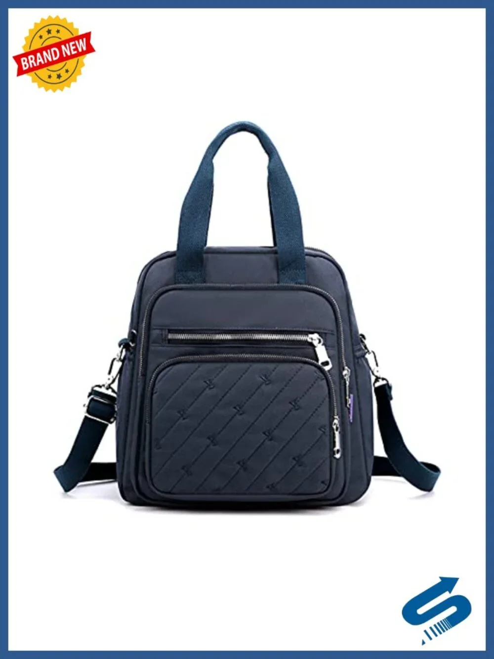 Women's Fashion Backpack with USB Charging Port Nylon Daypack for Work Travel